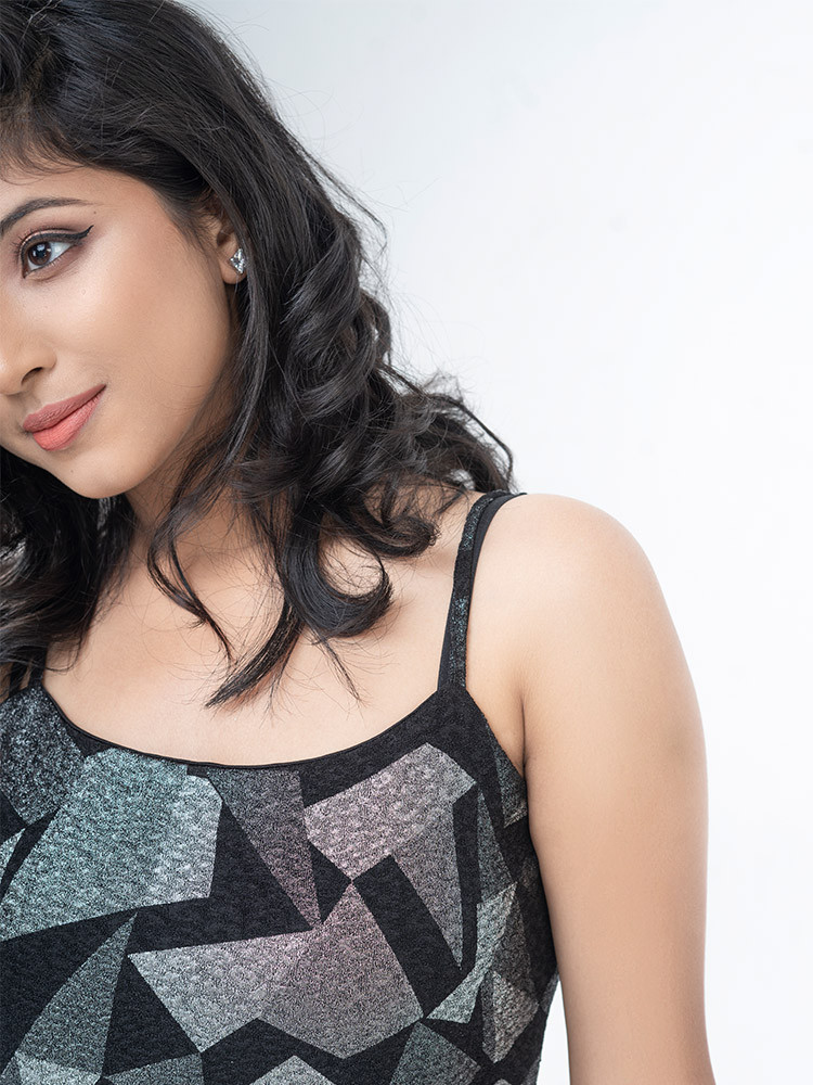 Black Printed Mini Dress