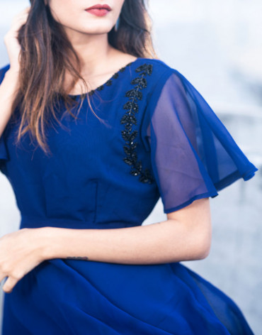 Navy Blue Embellished Dress