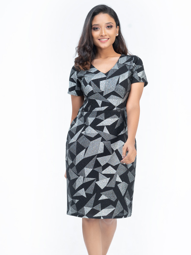 Black Printed Sheath Dress