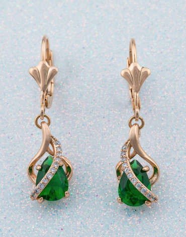 Green Rhinestone drop earrings