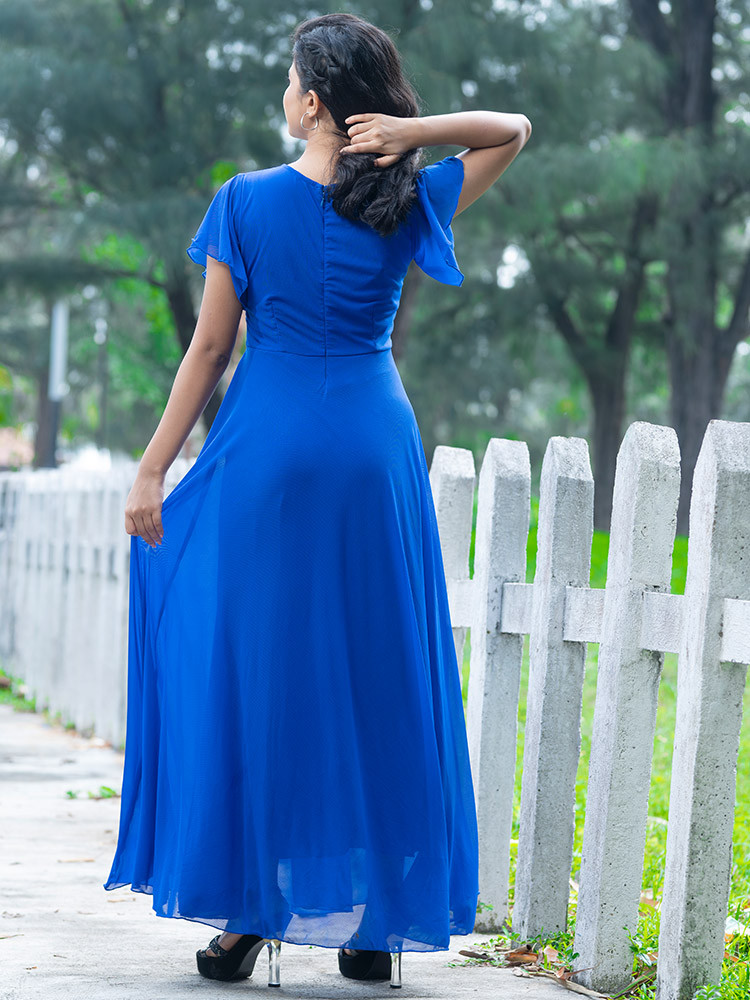 Royal Blue Solid Maxi Dress