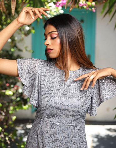 Silver Sequins sheath dress