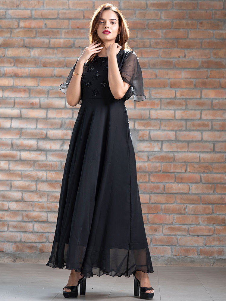 Black Embellished Maxi Dress