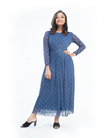 Blue Printed Maxi Dress