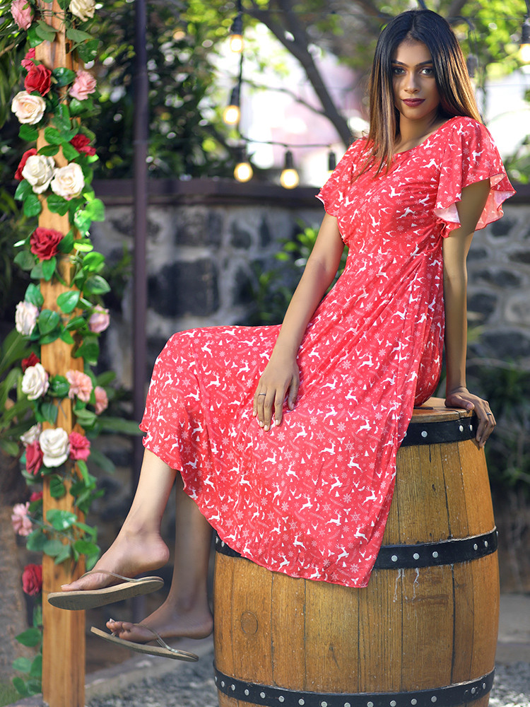 Red Christmas Midi Dress