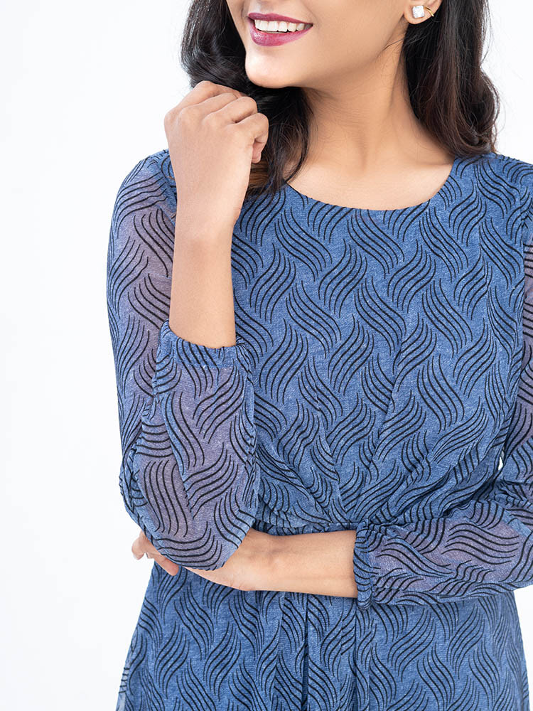 Blue Printed Maxi Dress